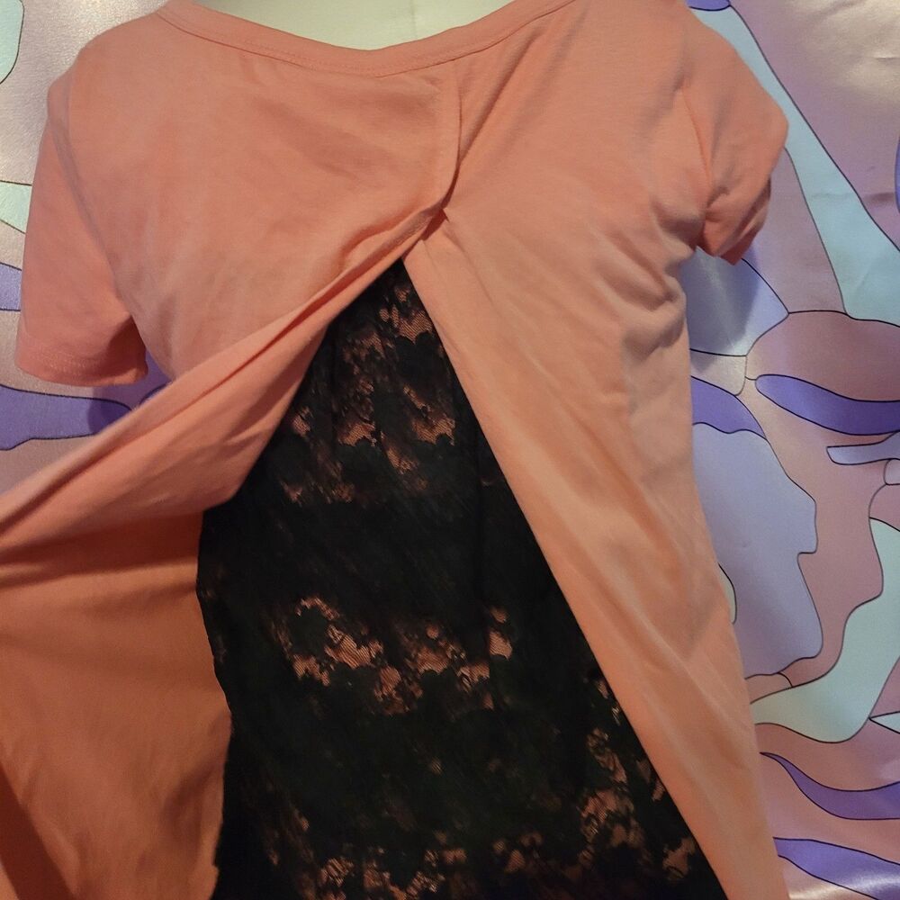 Unique Gyaru Top Size Small Pink Tee Shirt Lace Ruffle Ma*rs Sugar Gloss Style - Picture 13 of 16